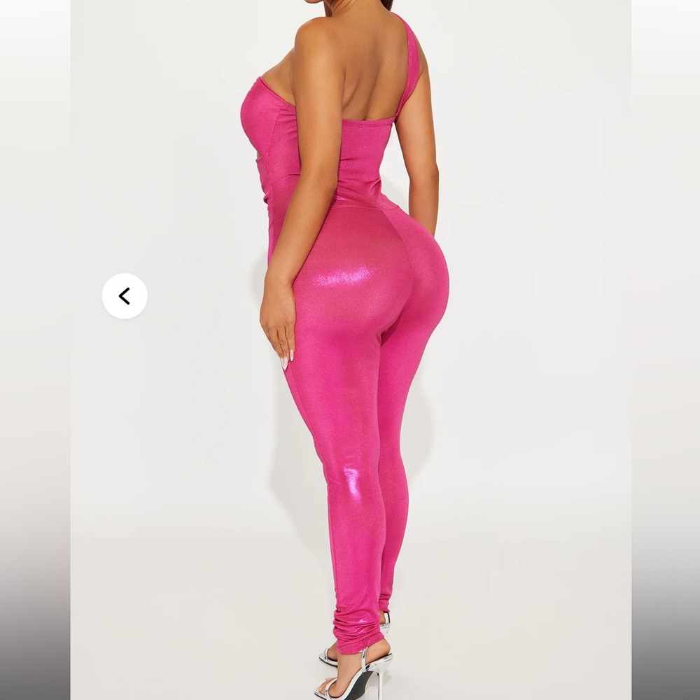Fashion Nova Pink Metallic Cutout Jumpsuit - Picture 3 of 3